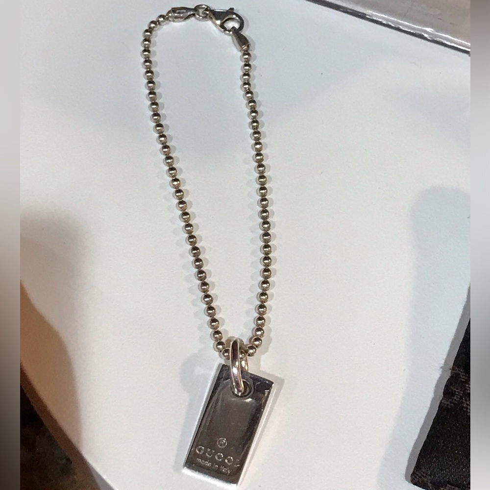 GUCCI Silver Ag925 Logo Plate Charm 😍❤️ - Picture 7 of 17